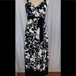 New York & Company cream and black floral maxi